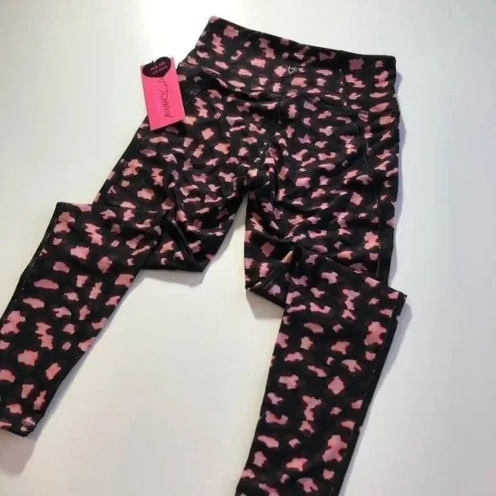 NWT BETSEY JOHNSON HIGH RISE MERLOT/PINK/BLACK PERFORMANCE 7/8 LENGTH LEGGING XS